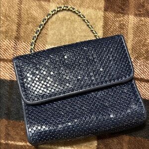 Whiting & Davis Navy Sequin Clutch